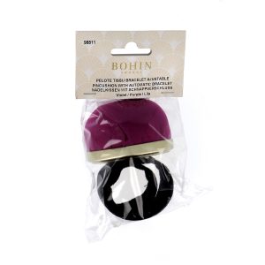Pincushion With Adjustable Snap Bracelet Purple
