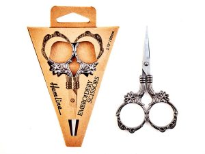 Floral Design Embroidery Scissors, Gun Black Metal 3.75in
