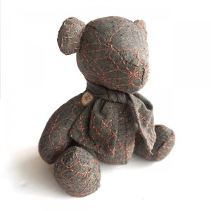 Sashiko Teddy Bear Nep Yarn Dyed Fabric Brown